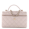 Chanel Caviar Quilted Top Handle Slim Vanity With Chain Light Purple