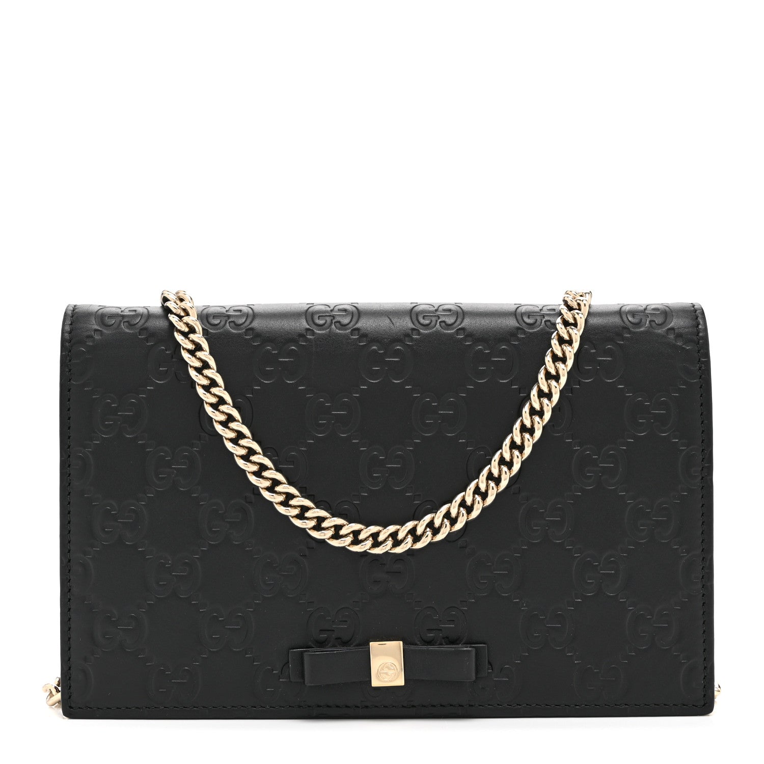 Gucci Guccissima Signature Bowy Chain Wallet Black