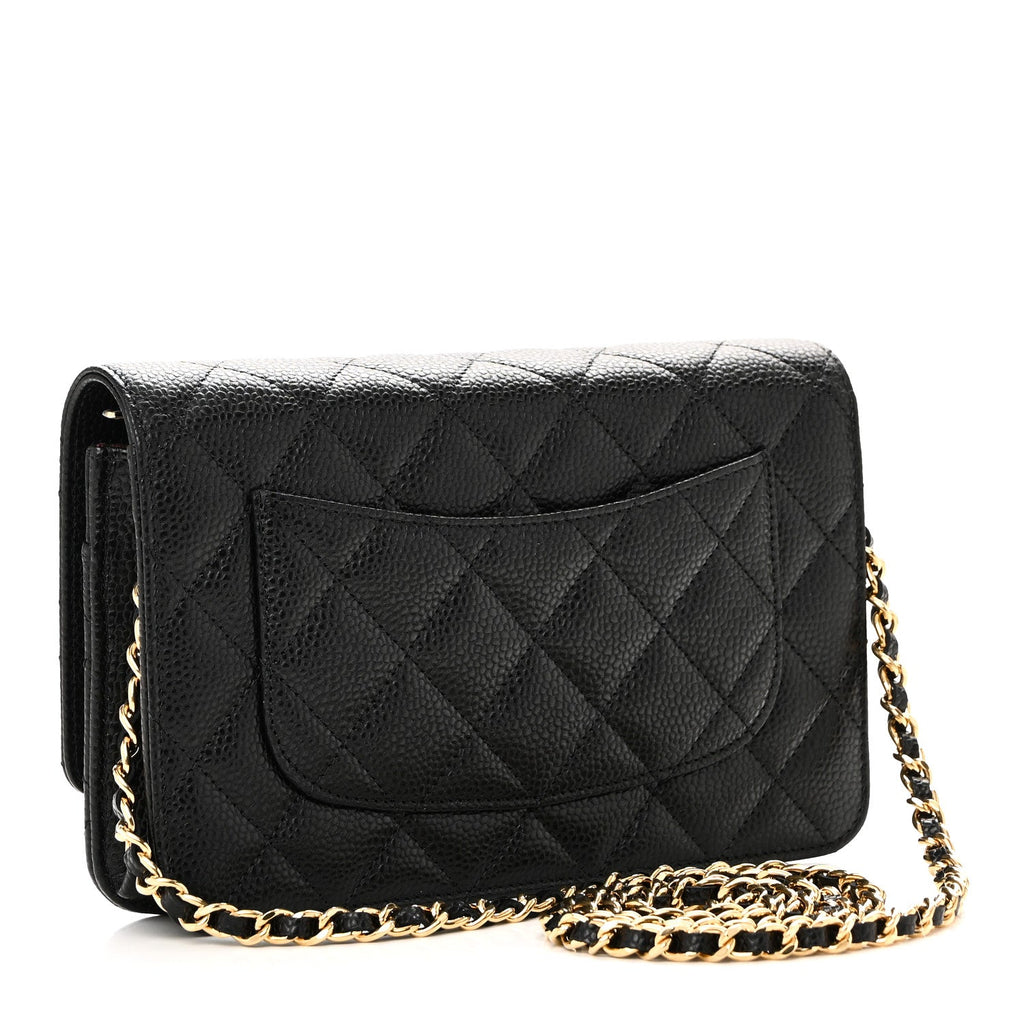 Chanel Caviar Quilted CC Turnlock Wallet On Chain WOC Black