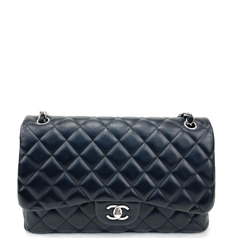 CHANEL Classic Jumbo Double Flap Lambskin Bag w/Silver