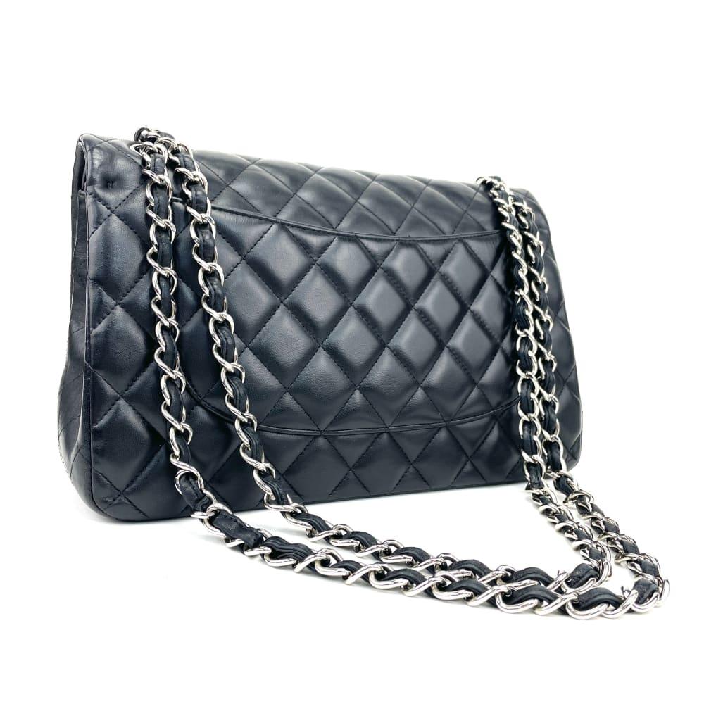 CHANEL Classic Jumbo Double Flap Lambskin Bag w/Silver