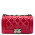 CHANEL Quilted Embossed Medium Boy Bag - Red - OUTLET ITEM FINAL SALE