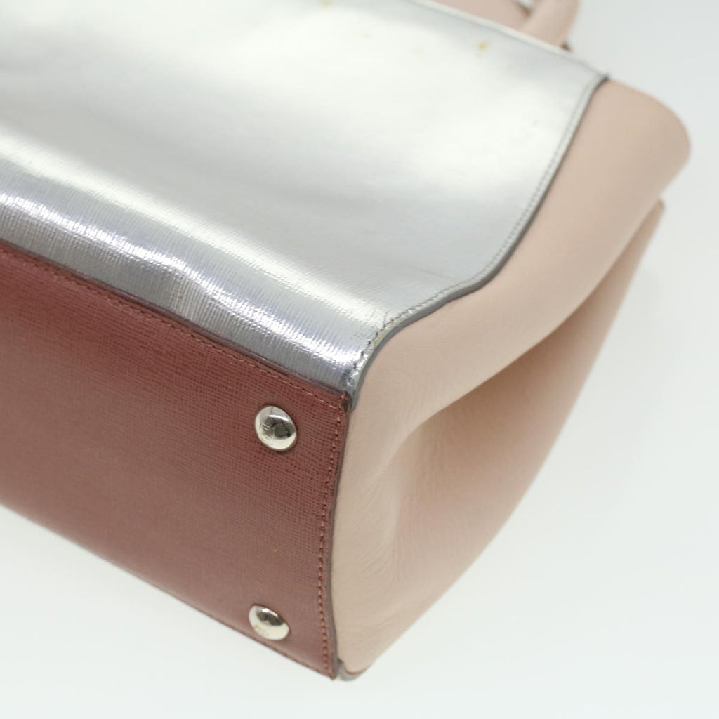 FENDI Hand Bag Leather Pink Silver beige  cl260
