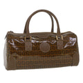 FENDI Zucchino Canvas Hand Bag Enamel Brown  cl569