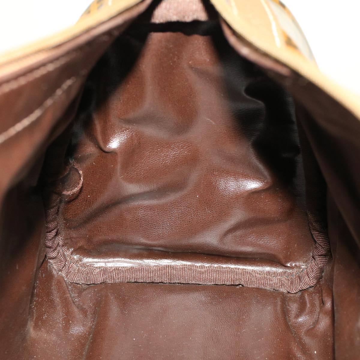 FENDI Zucchino Canvas Hand Bag Enamel Brown Auth cl569