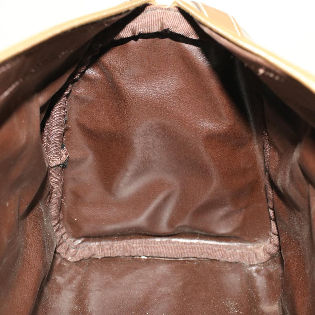 FENDI Zucchino Canvas Hand Bag Enamel Brown Auth cl569