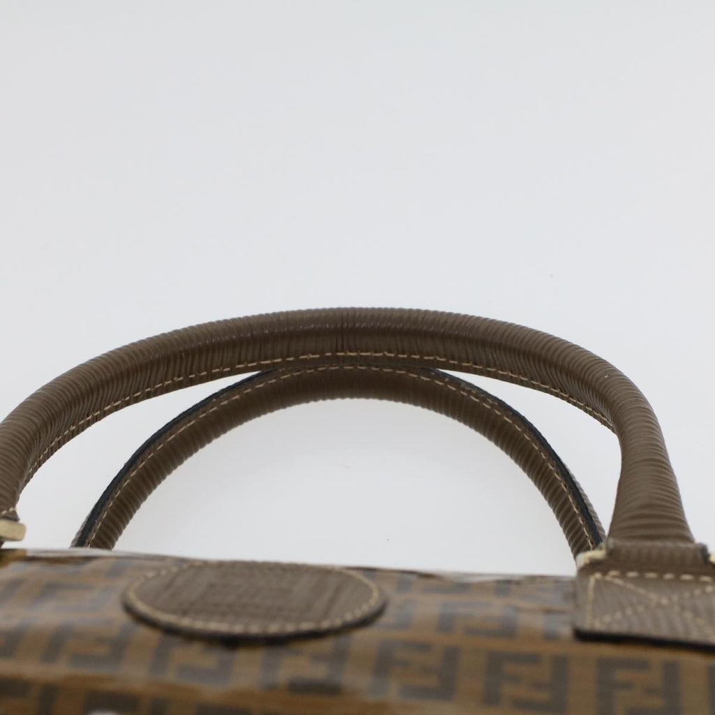 FENDI Zucchino Canvas Hand Bag Enamel Brown  cl569