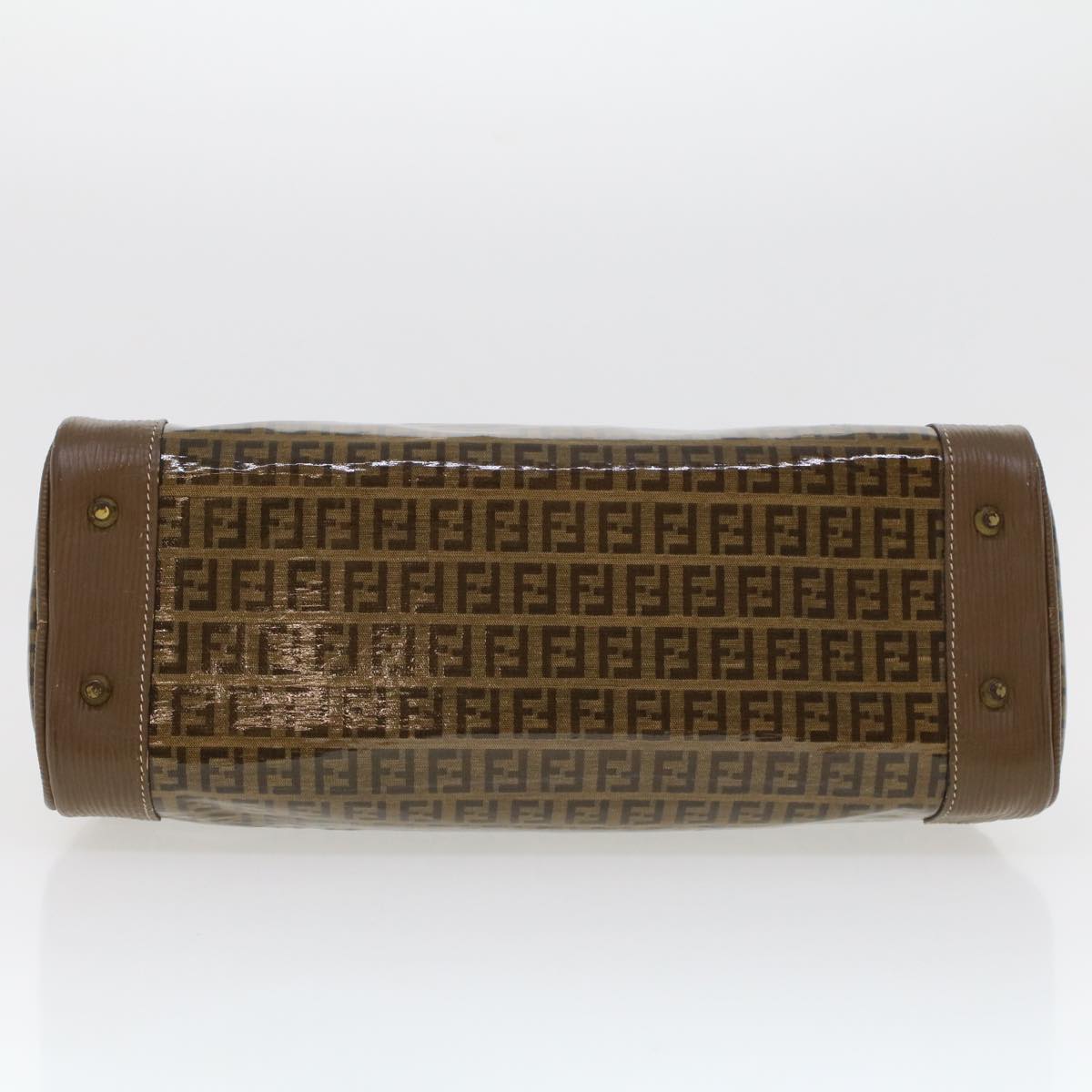 FENDI Zucchino Canvas Hand Bag Enamel Brown  cl569