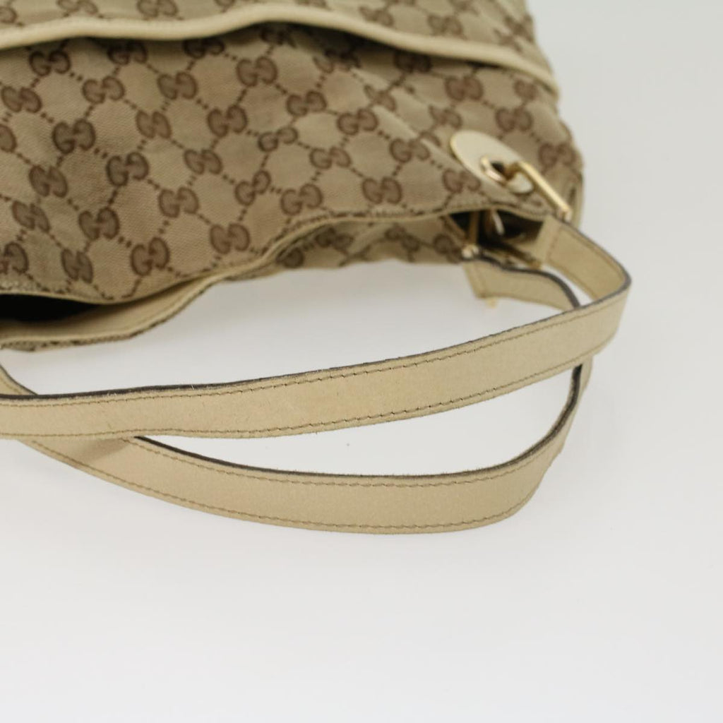 GUCCI GG Canvas Shoulder Bag Beige White 121023  cl571