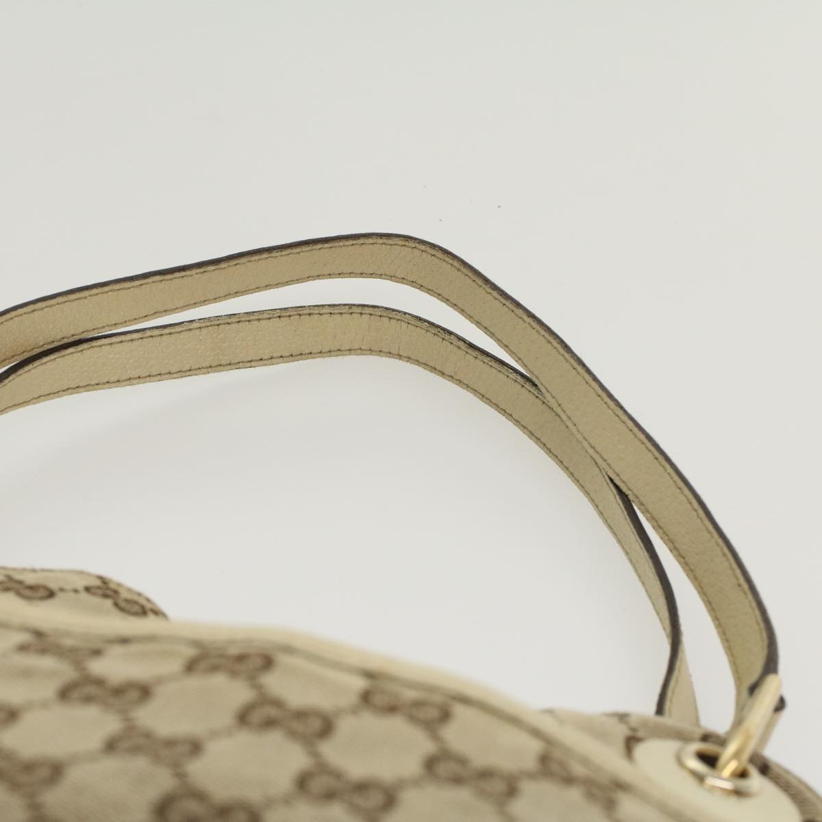 GUCCI GG Canvas Shoulder Bag Beige White 121023  cl571