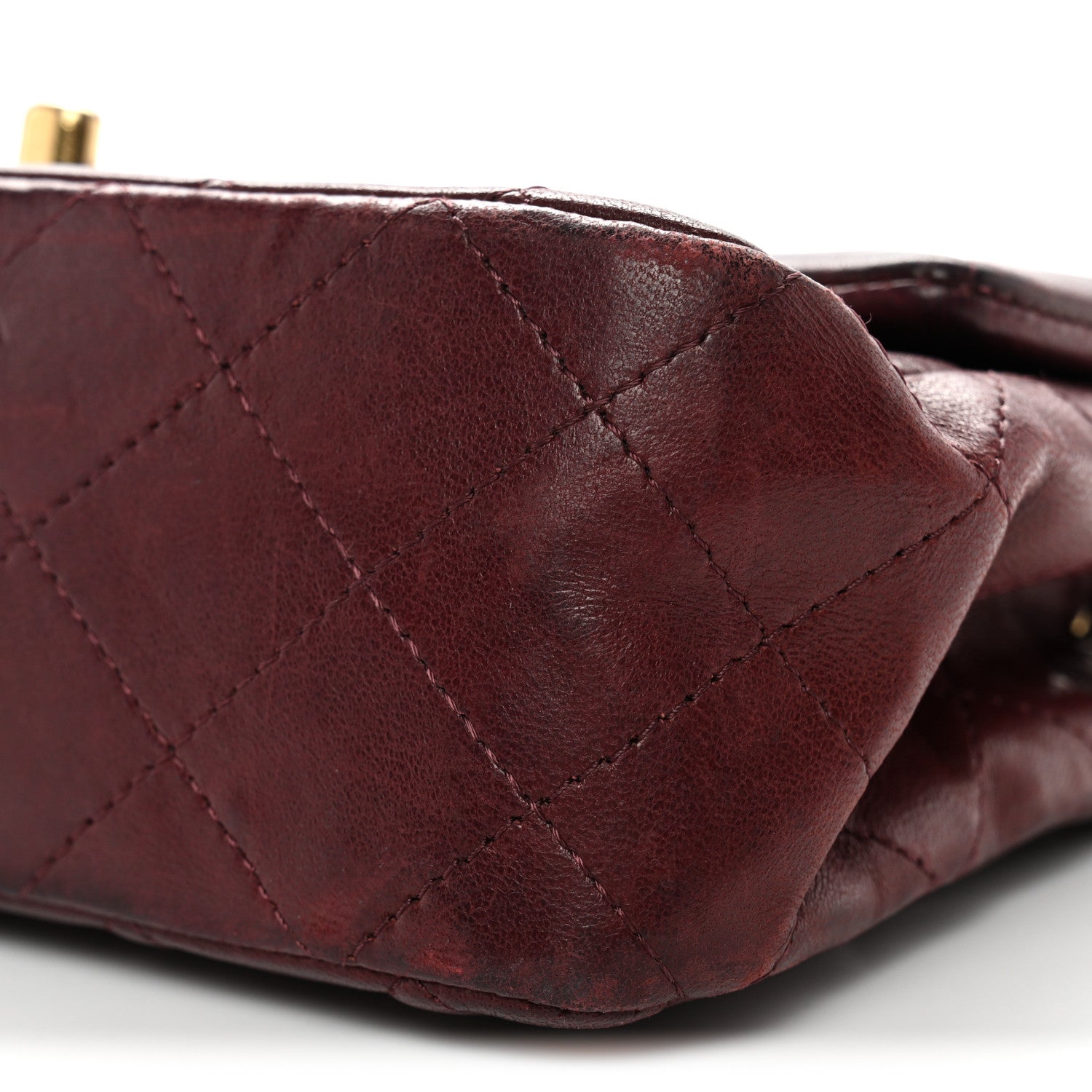 Chanel Lambskin Quilted Mini Rectangular Flap Burgundy