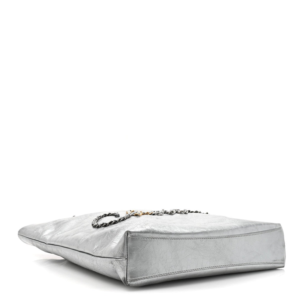 Chanel Calfskin Chain 20s Signe Tote Silver