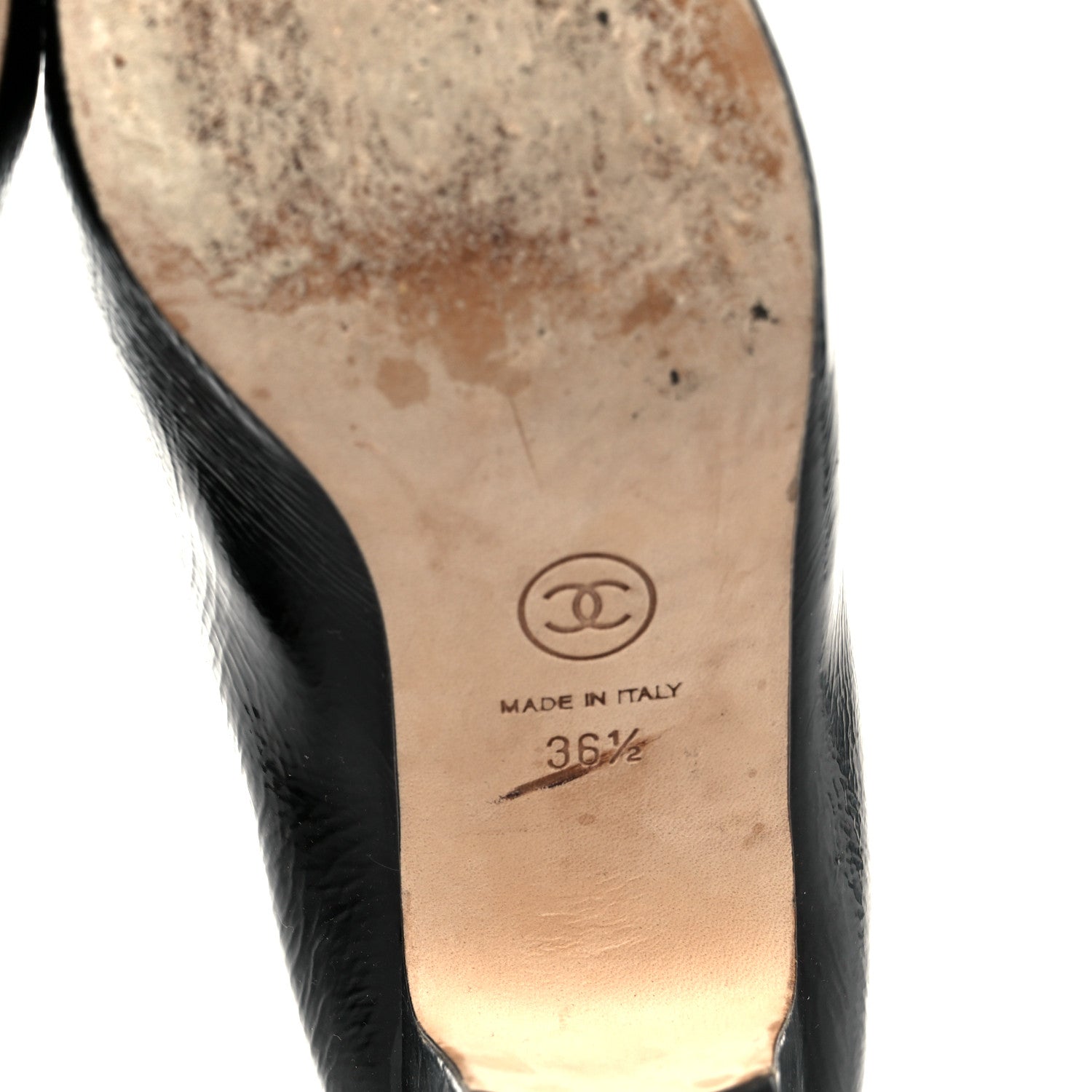 Patent Calfskin Cap Toe Mary Janes 36.5 Black