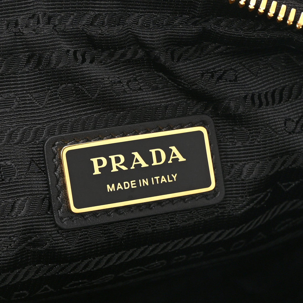 Prada Jacquard Saffiano Triangolo Symbole Embroidered Pocket Single Snap Buckle Messenger Flap Bag  Black Corda