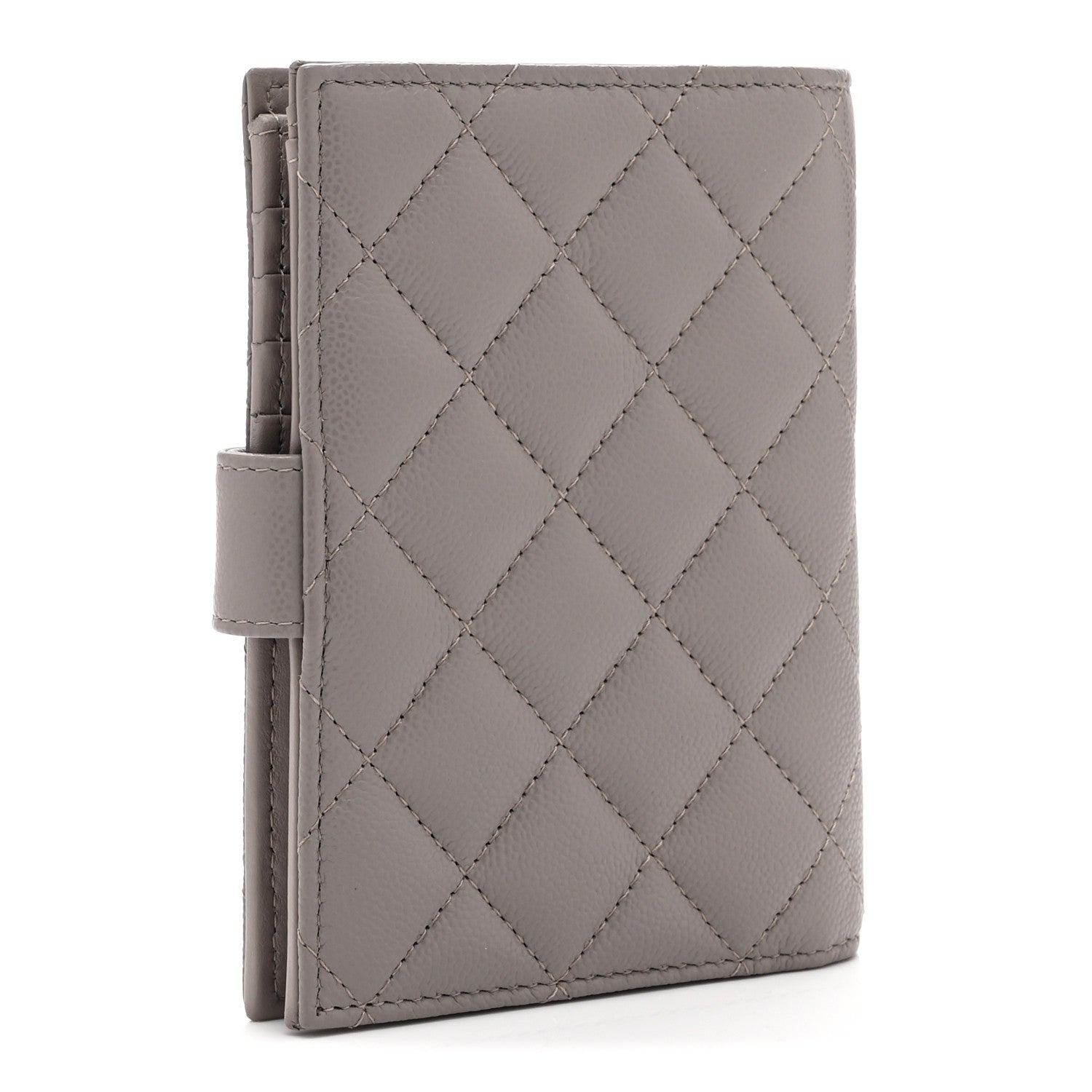 Caviar Quilted Passport Holder Grey
