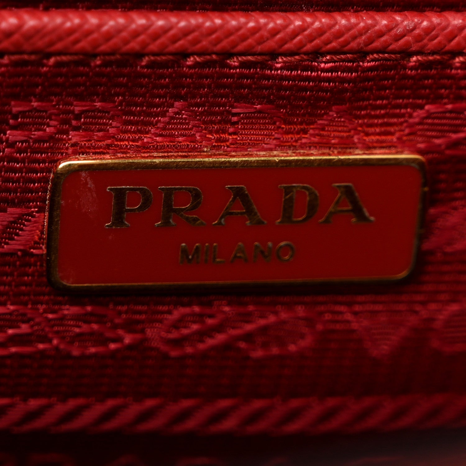 Prada Saffiano Turn Lock Chain Shoulder Bag Fuoco