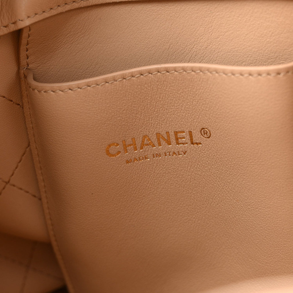 Chanel Calfskin Large Serial Shopper Tote Beige