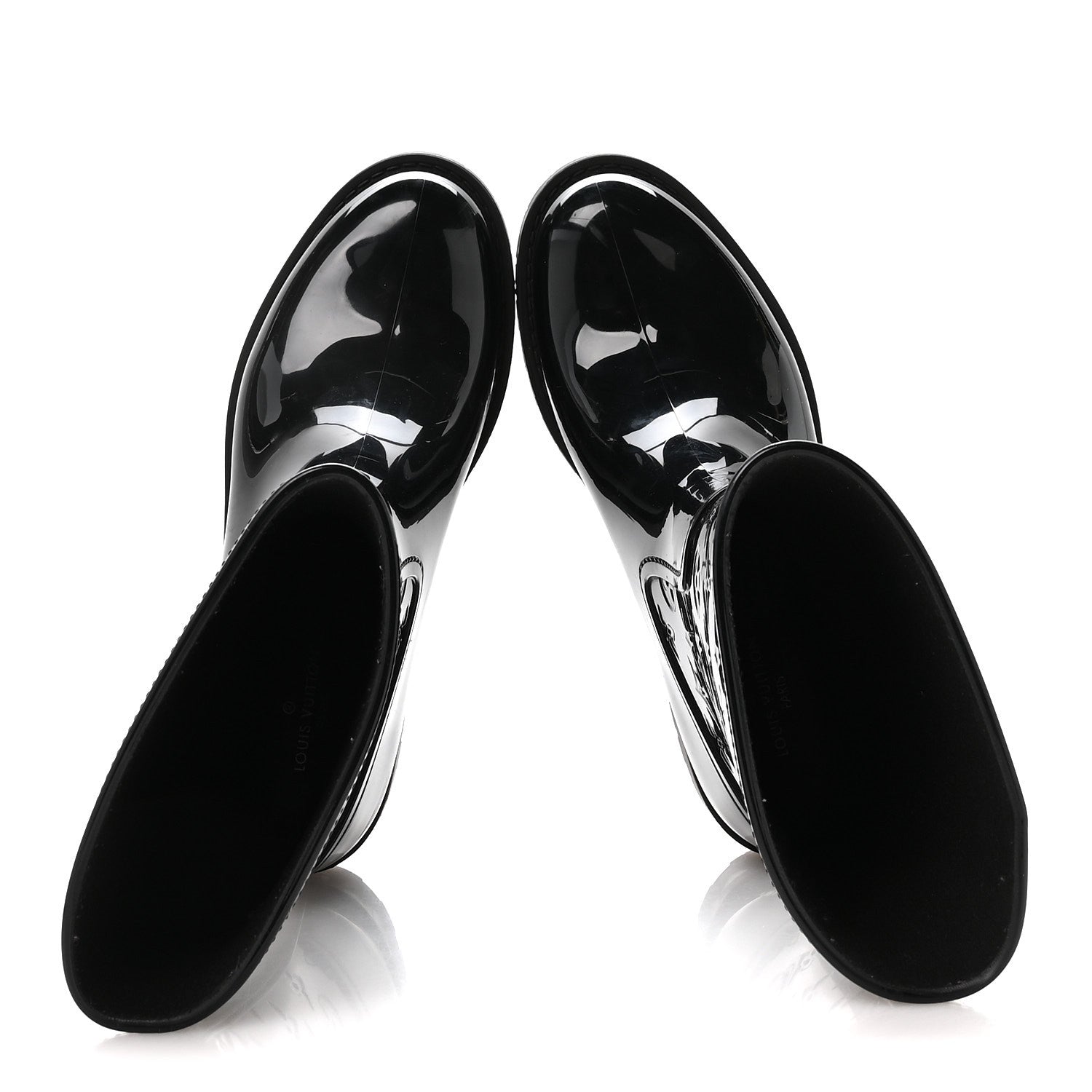 Louis Vuitton Rubber Embossed Monogram Splash Rain Short Boots 39 Black