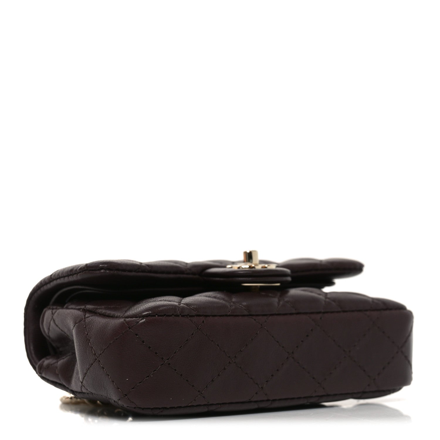Chanel Lambskin Quilted Mini Double Flap With Hook Dark Brown