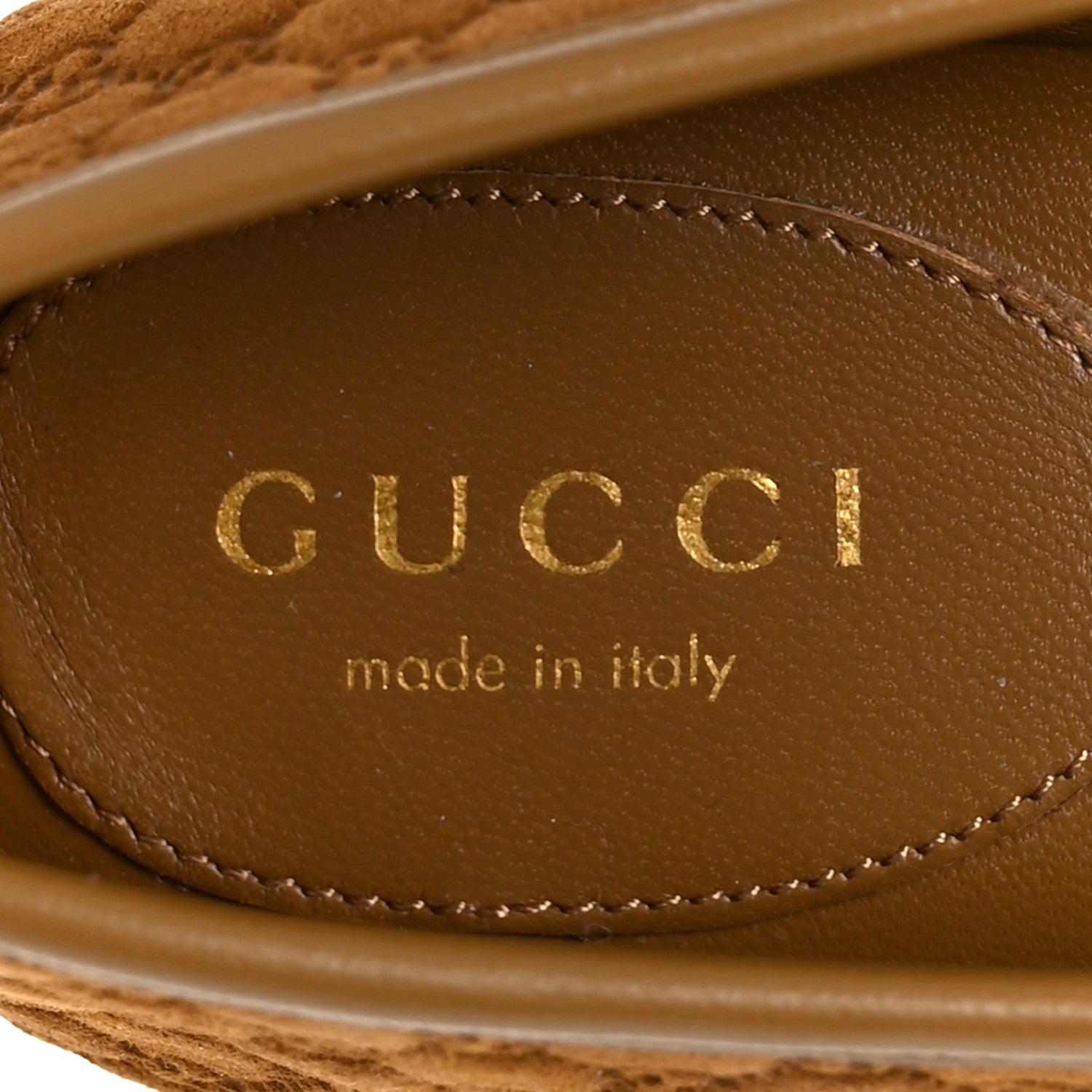 Gucci Kid Scamosciato Micro GG Monogram Horsebit Ballet Flats 37.5 Cuoio Dafne