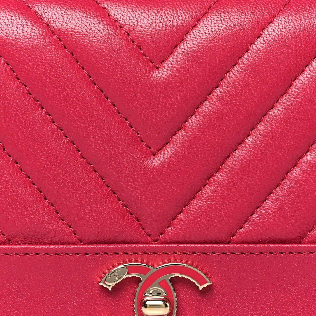 Chanel Sheepskin Chevron Quilted Mademoiselle Vintage Flap Wallet Pink