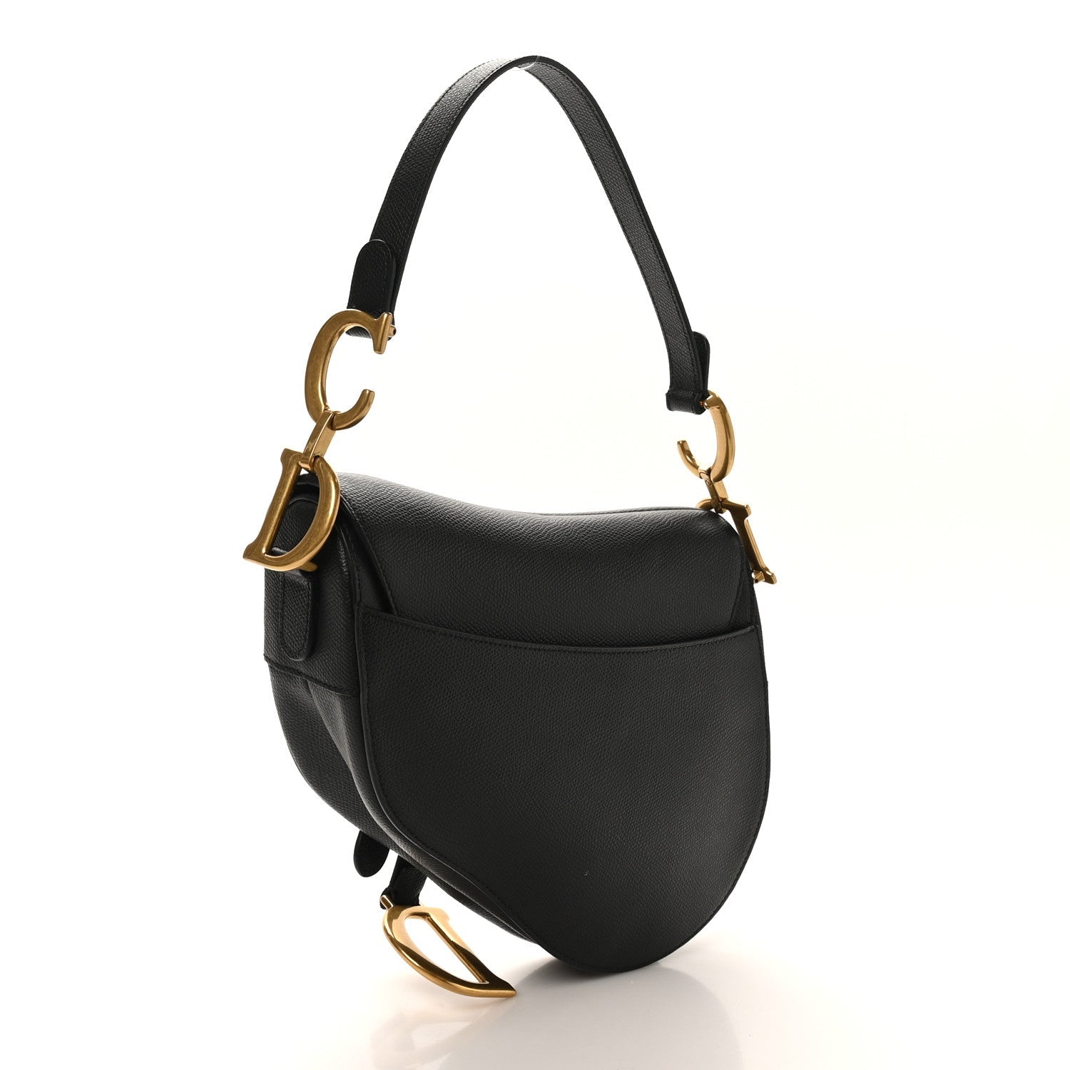 Christian Dior Grained Calfskin Saddle Bag Black