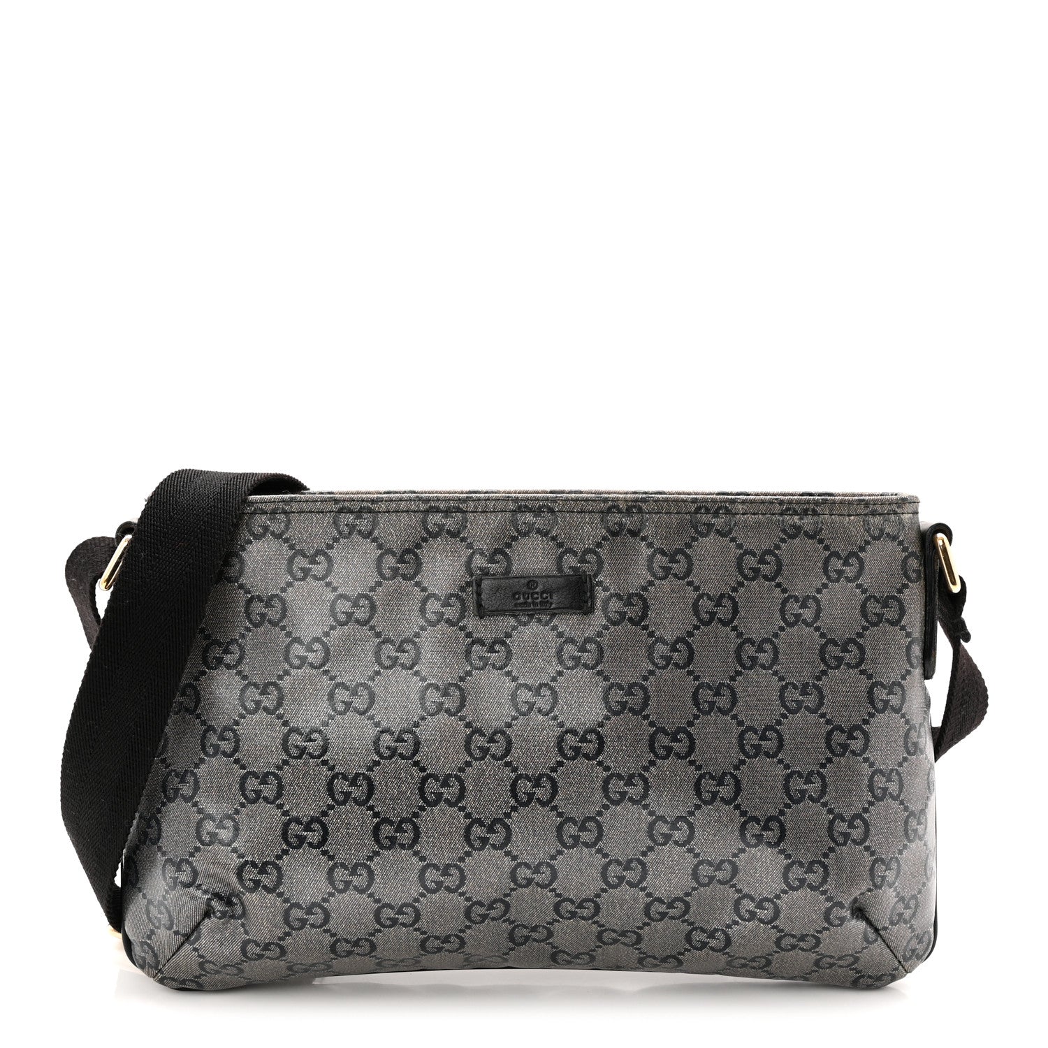 Gucci Crystal Monogram Small Flat Messenger Crossbody Navy