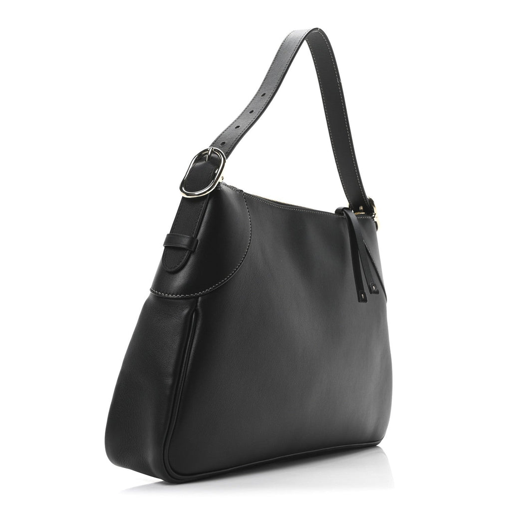Gucci Calfskin Medium Emblem Shoulder Bag Black