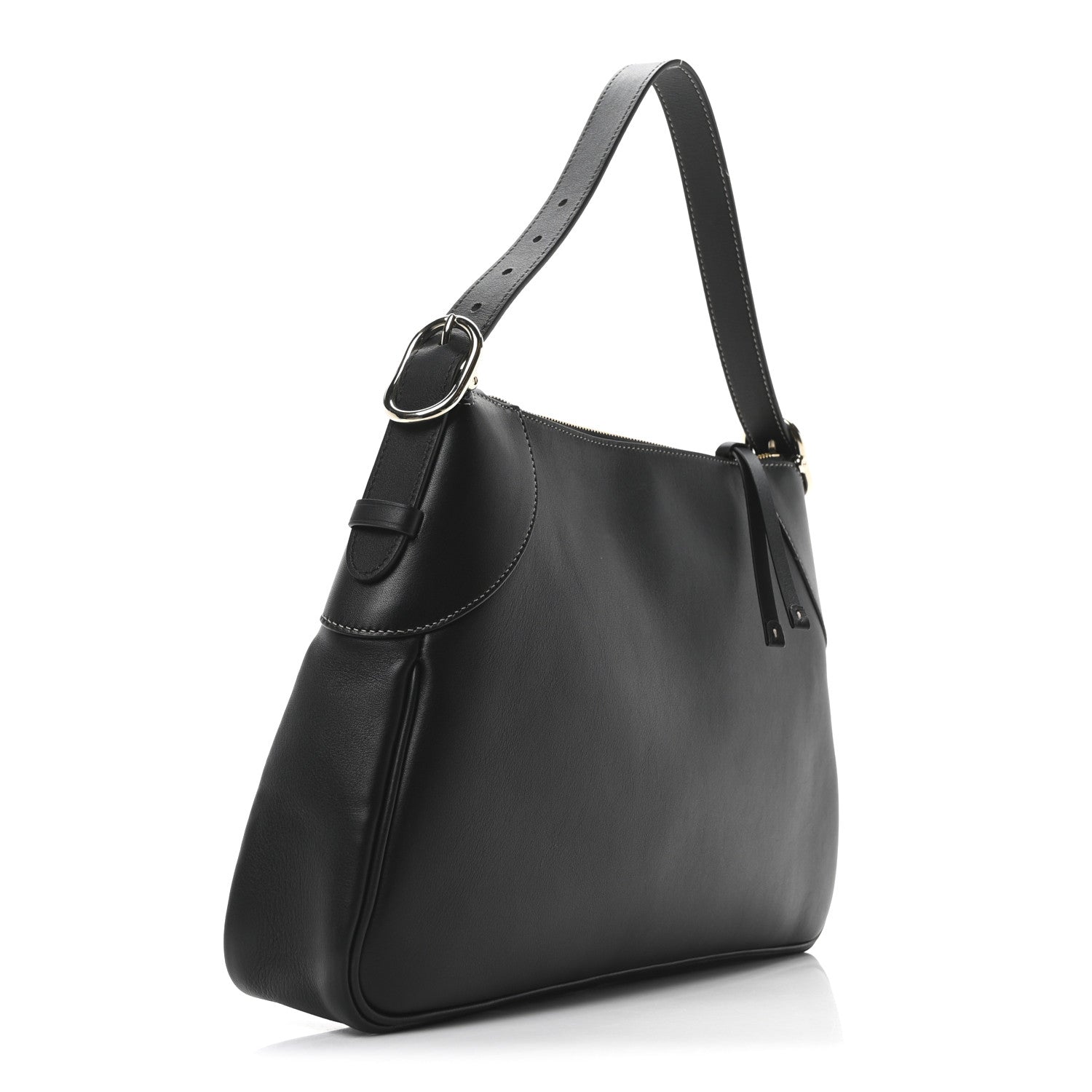 Gucci Calfskin Medium Emblem Shoulder Bag Black