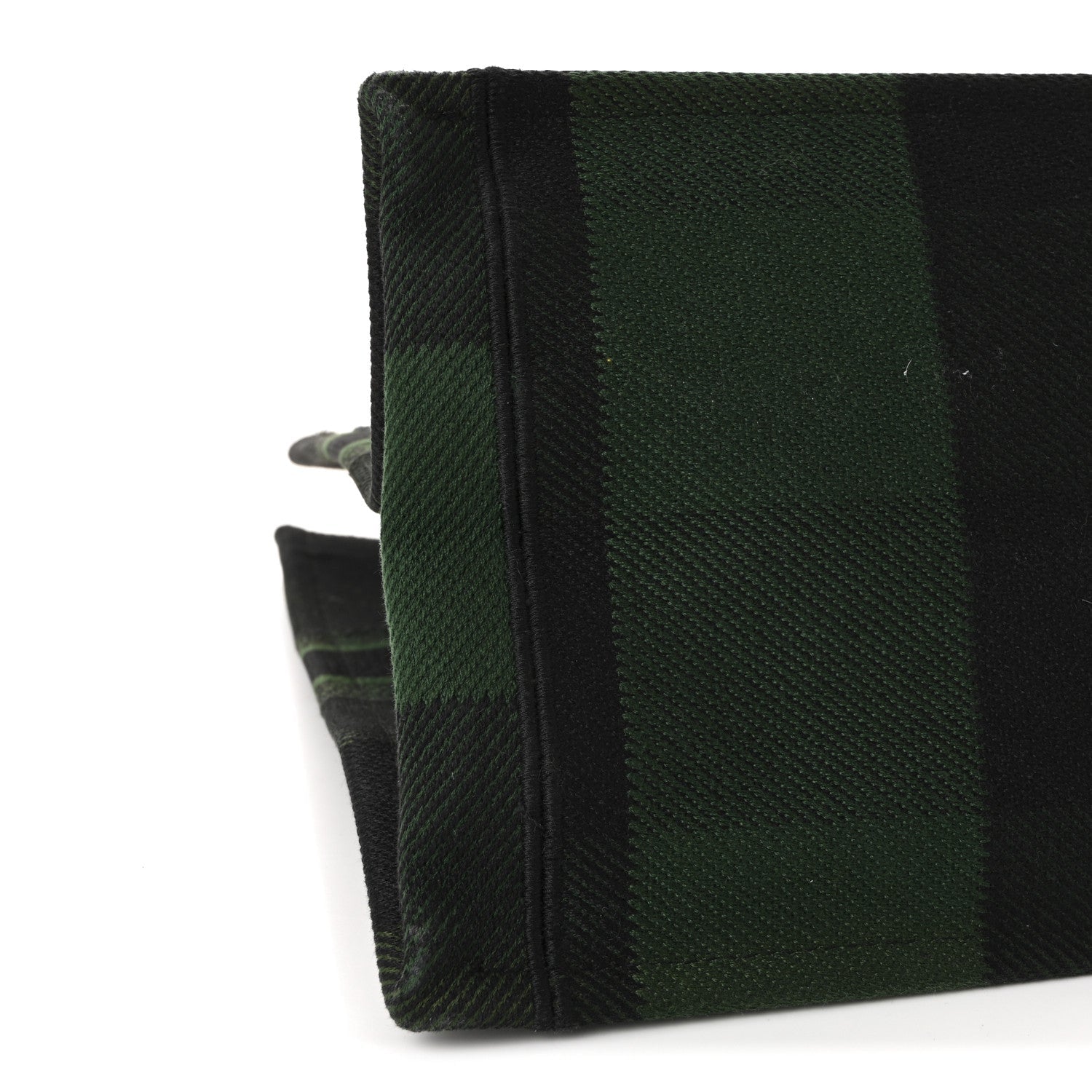 Christian Dior Canvas Embroidered Checkered Book Tote Black Green