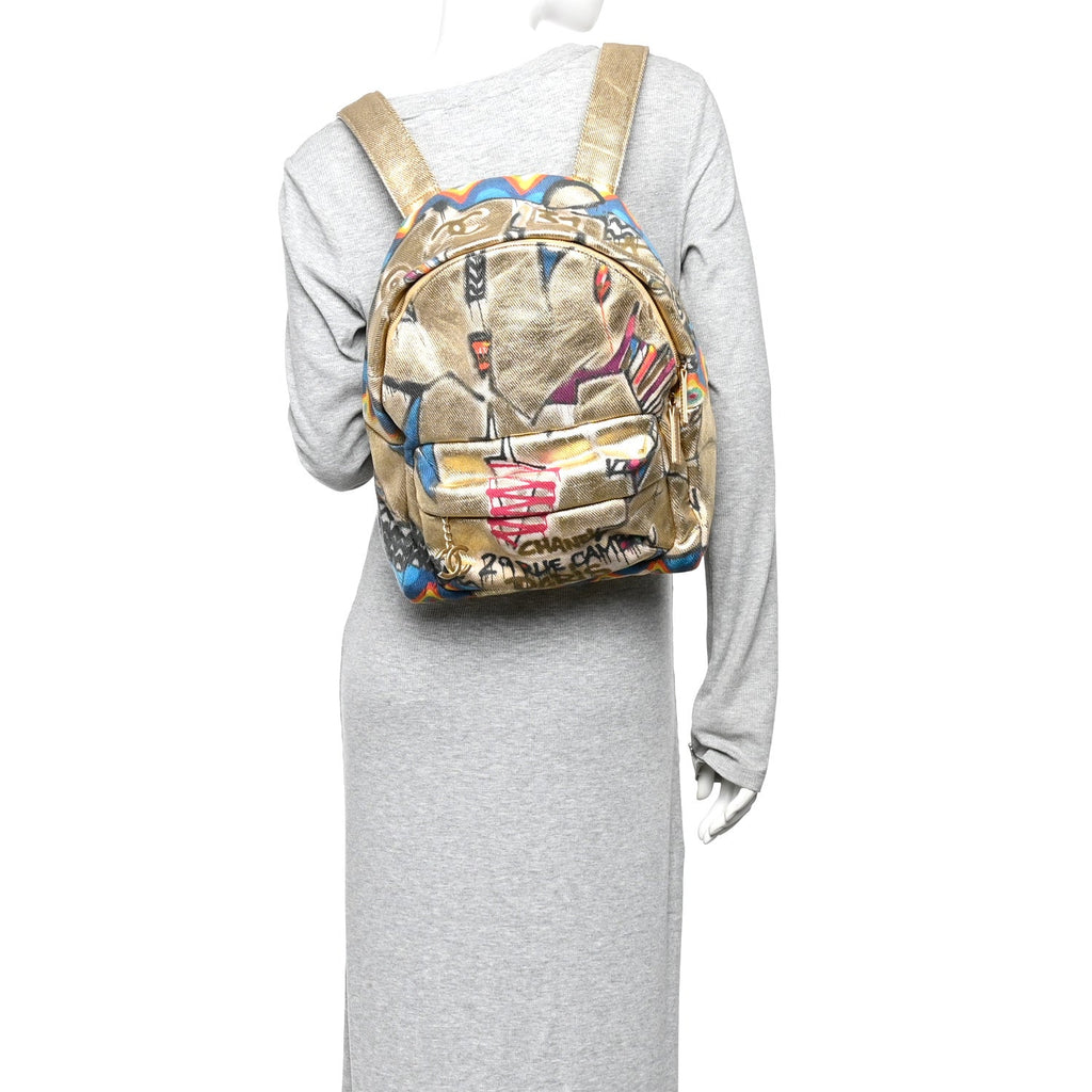 Chanel Graffiti Printed Canvas Street Spirit Backpack Multicolor