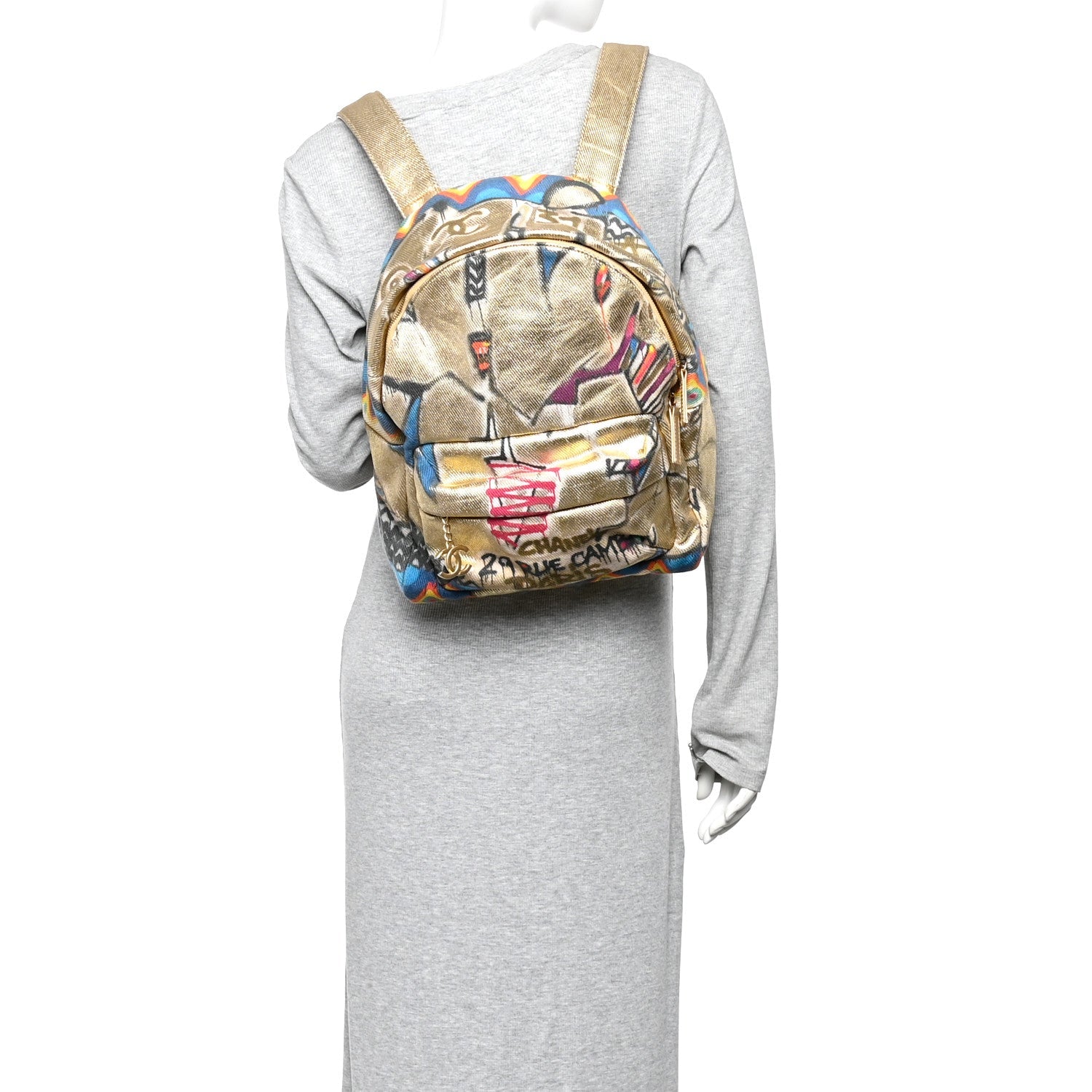 Chanel Graffiti Printed Canvas Street Spirit Backpack Multicolor