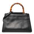 Gucci Nappa Bamboo Web Small Nymphaea Top Handle Bag Black