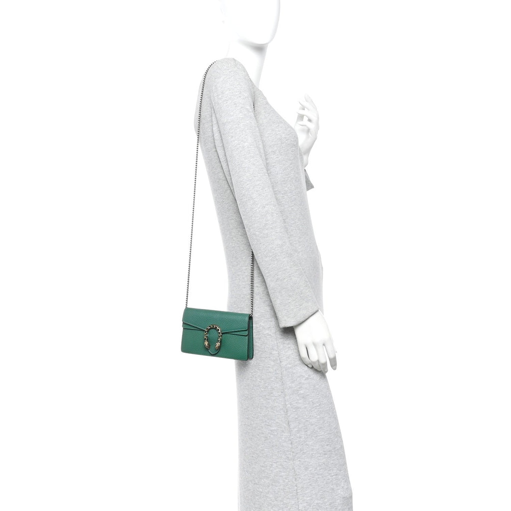 Gucci Dollar Calfskin Crystal Super Mini Dionysus Shoulder Bag Emerald