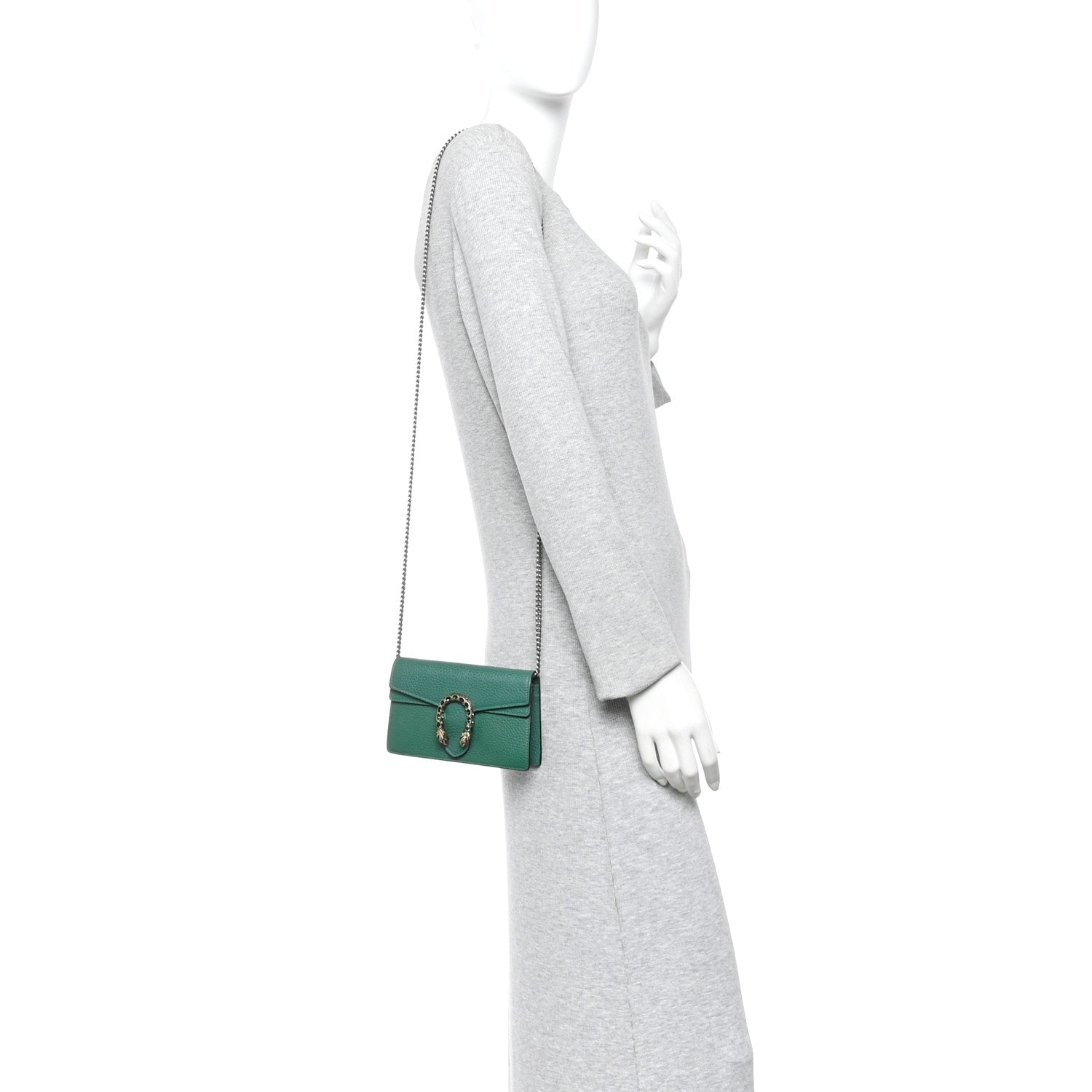 Gucci Dollar Calfskin Crystal Super Mini Dionysus Shoulder Bag Emerald