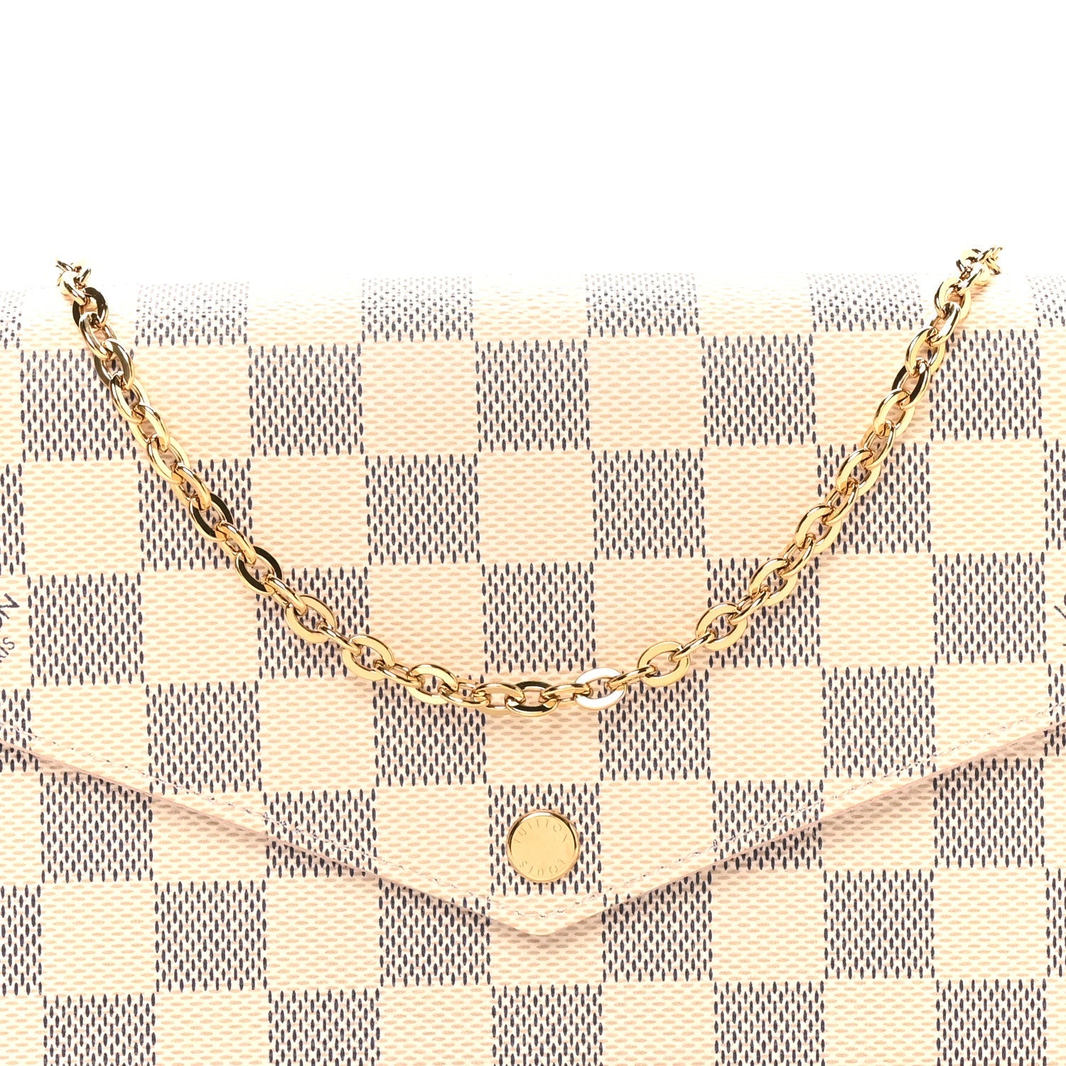 Louis Vuitton Damier Azur Pochette Felicie Chain Wallet Rose Ballerine