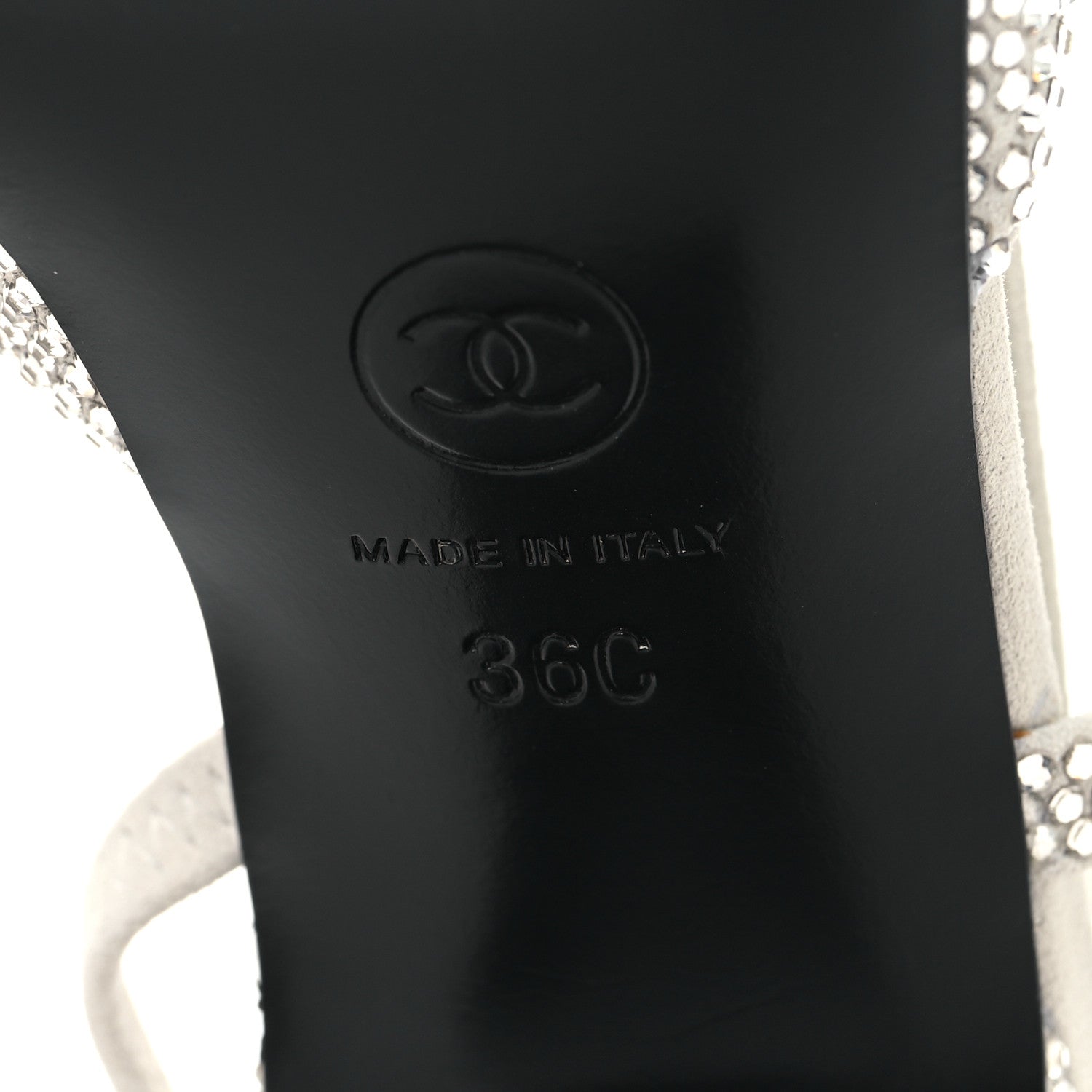 Chanel Strass Grosgrain Cap Toe CC Slingback Pumps 36 Silver Black