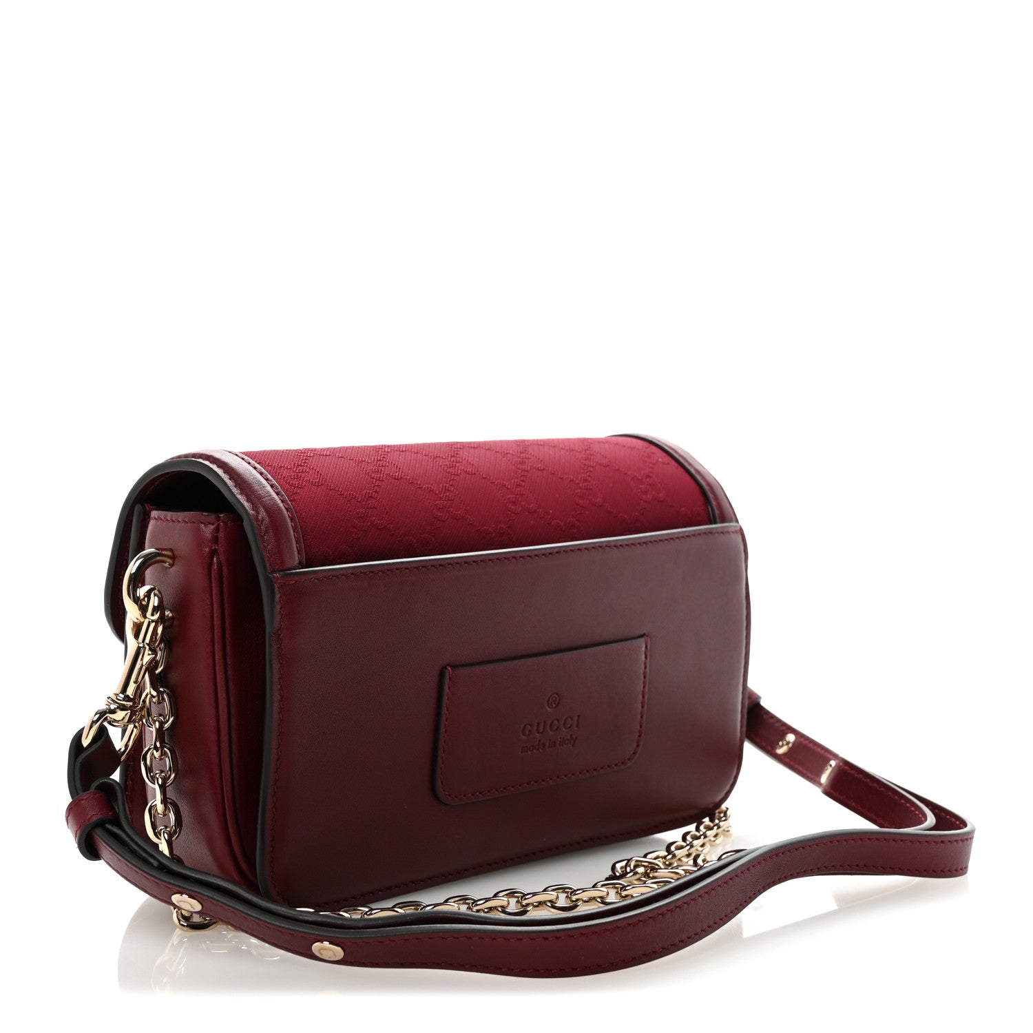 Gucci Crepe Wool Silk GG Monogram Go Small Shoulder Bag Rosso Ancora