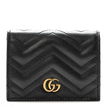 Gucci Calfskin Matelasse GG Marmont Card Case Wallet Black
