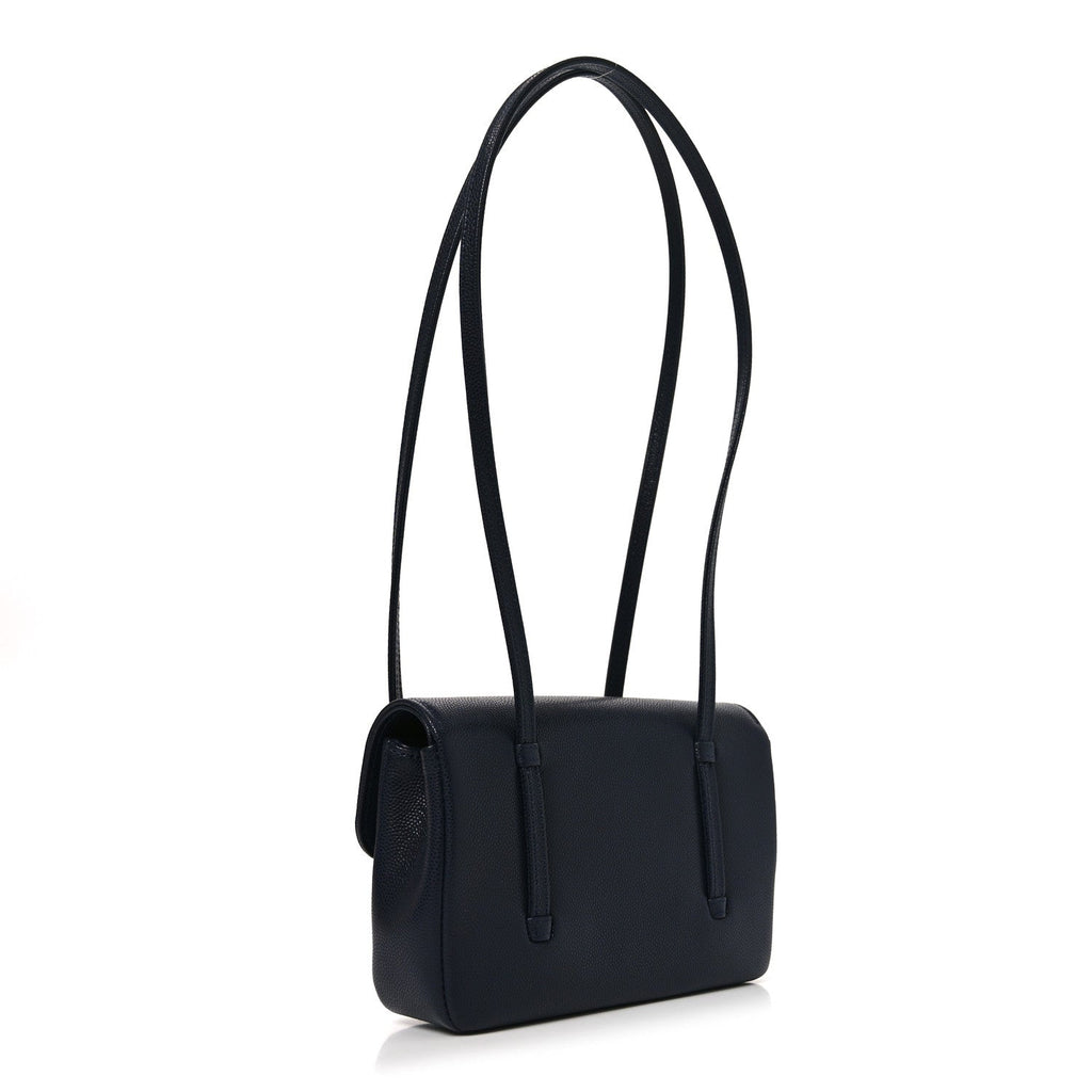 Chanel Shiny Caviar Mini Preppy Coco Shoulder Bag Dark Blue