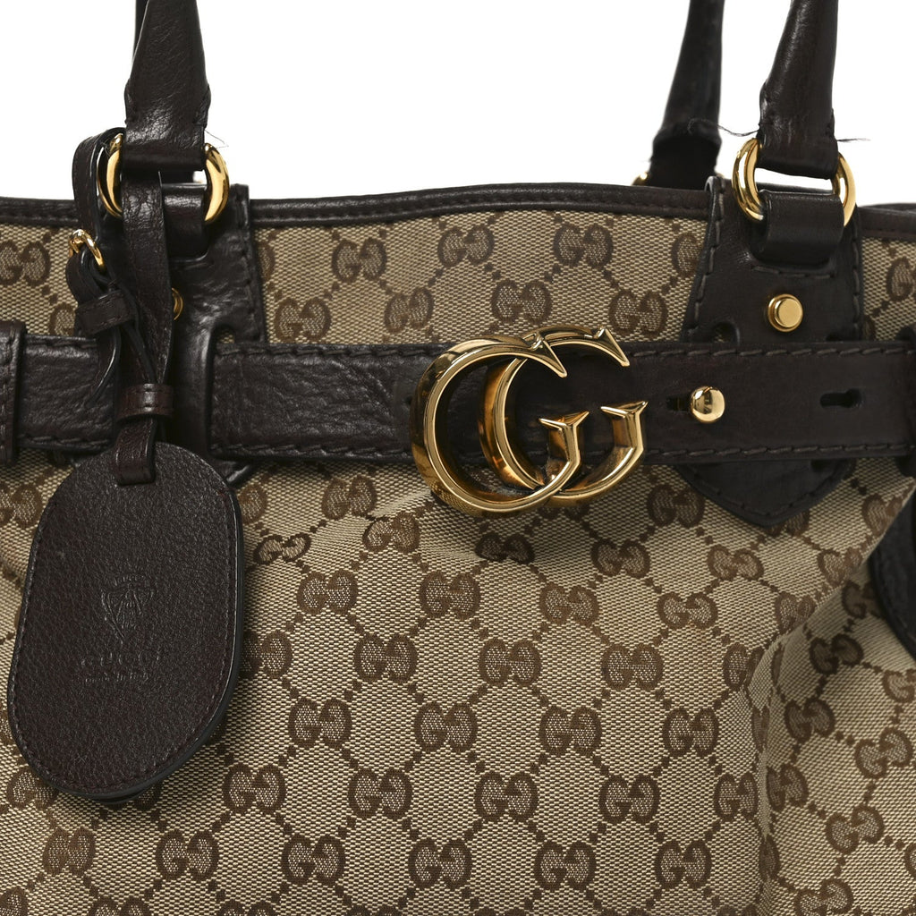 Gucci Monogram Medium GG Running Tote Dark Brown