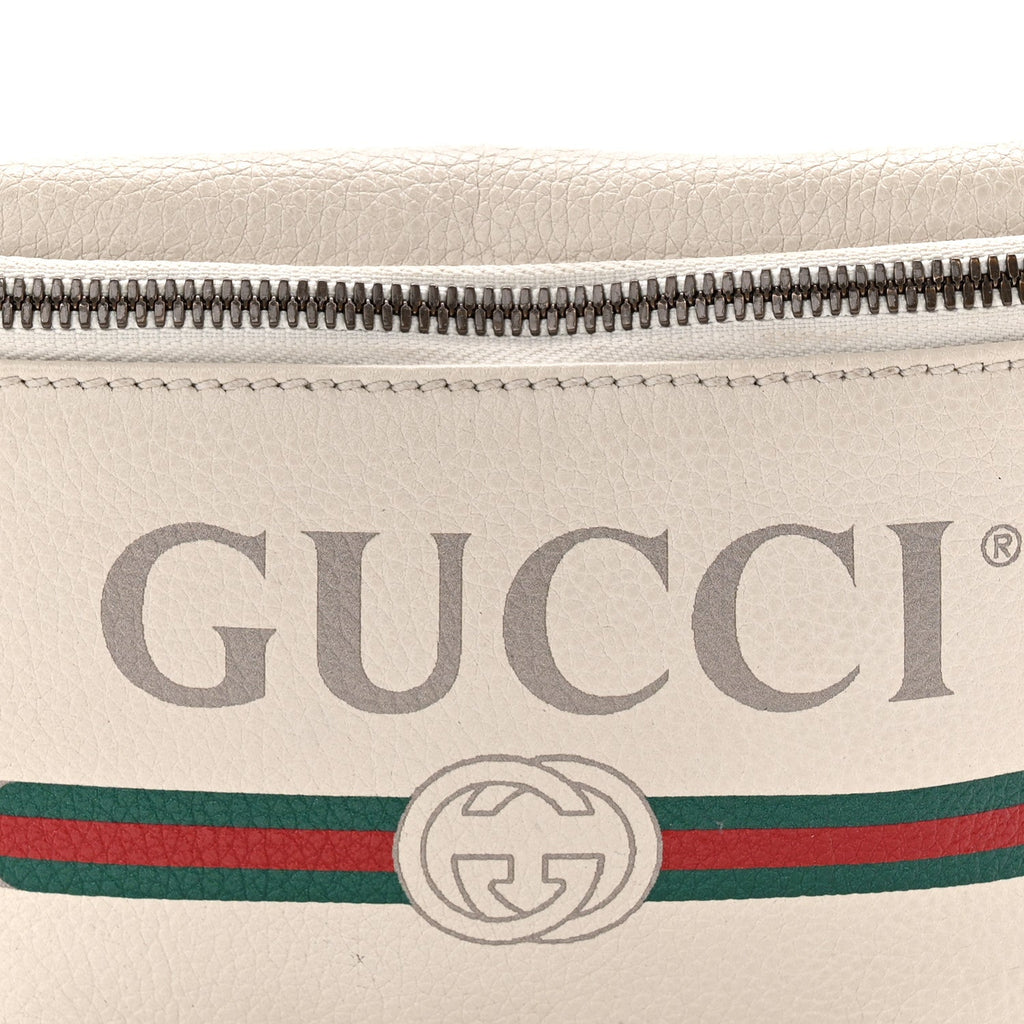 Gucci Grained Calfskin Small Logo Belt Bag White