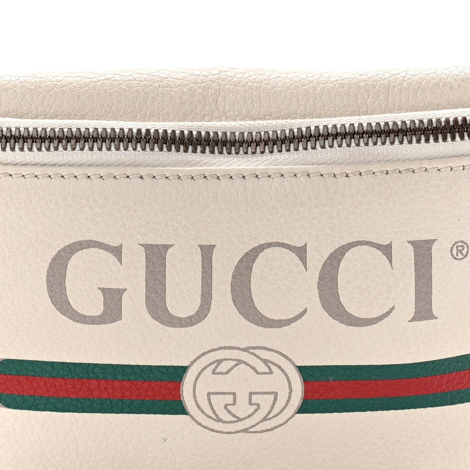Gucci Grained Calfskin Small Logo Belt Bag White