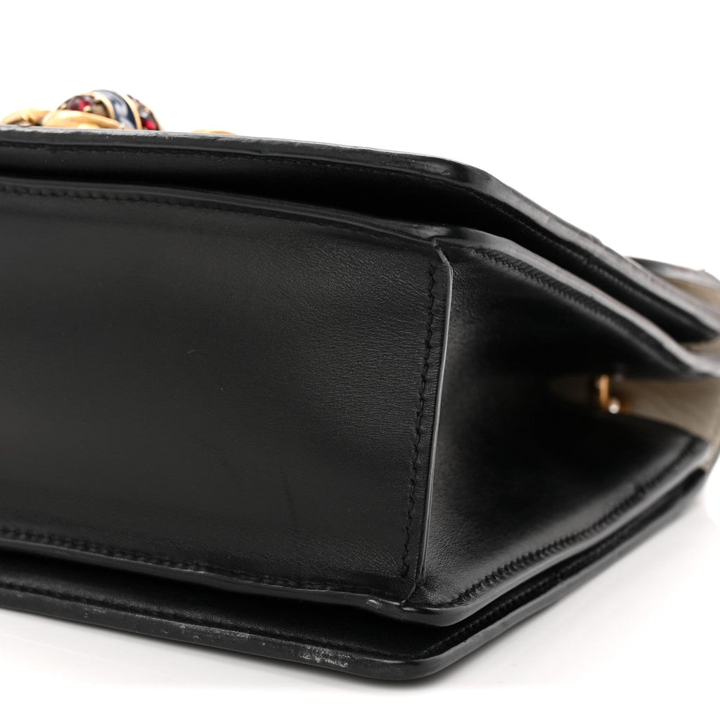 Gucci Calfskin Sylvie Web Small Queen Margaret Top Handle Bag Black White