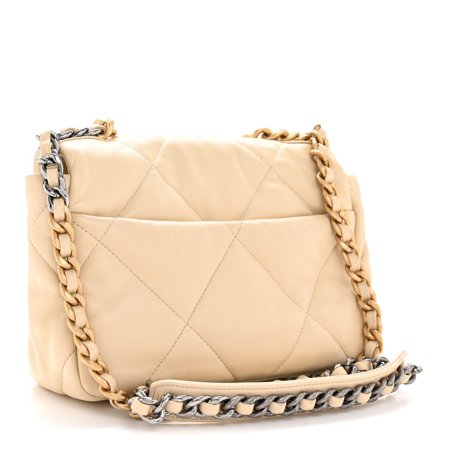 Chanel Lambskin Quilted Medium Chanel 19 Flap Beige