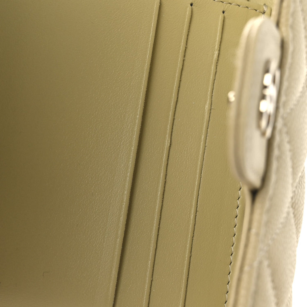 Caviar Quilted Compact Flap Wallet Light Green