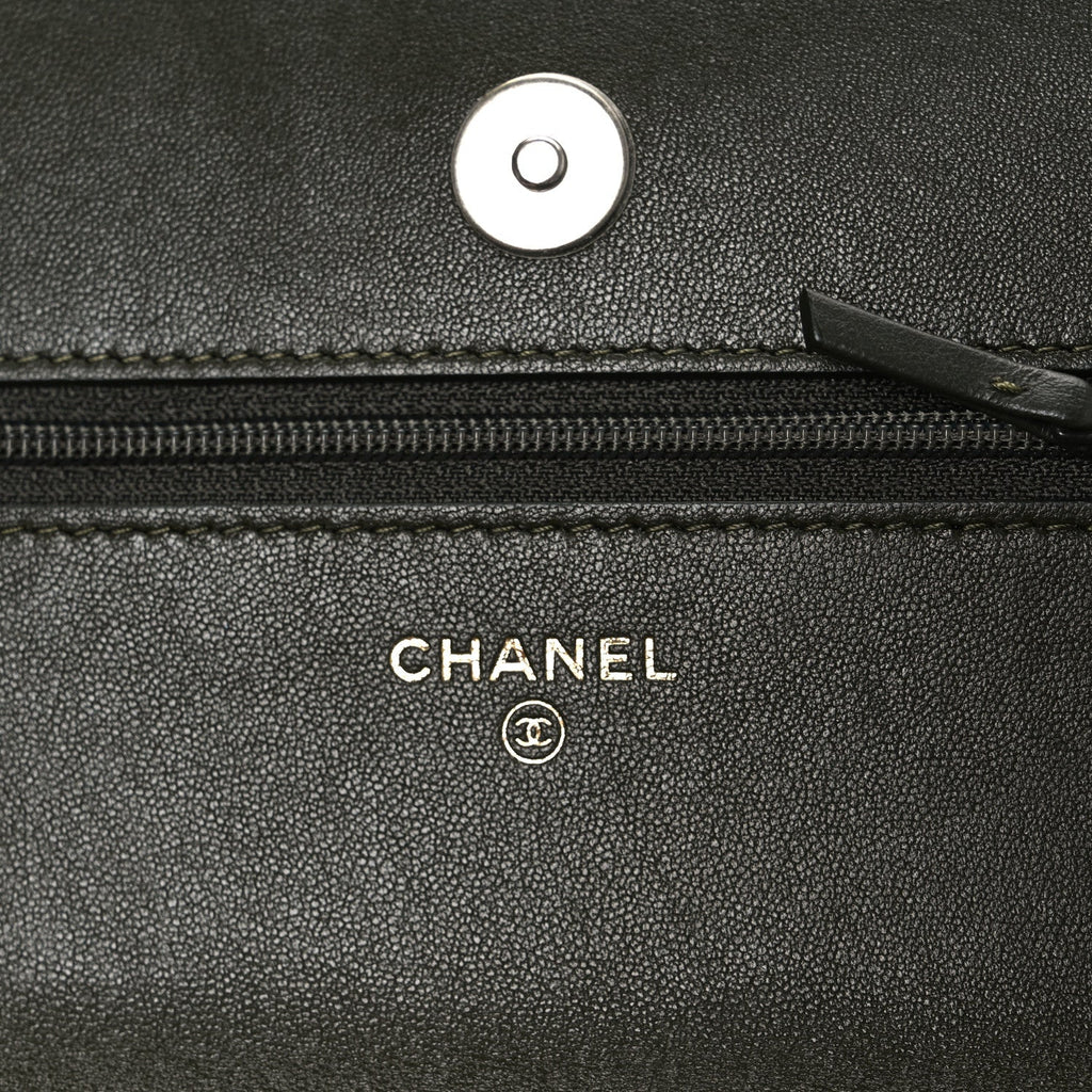 Chanel Lambskin Quilted Chanel 19 Wallet On Chain WOC Dark Green