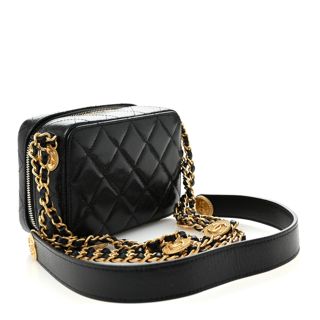 Chanel Caviar Quilted Twist Your Buttons Clutch With Chain Black