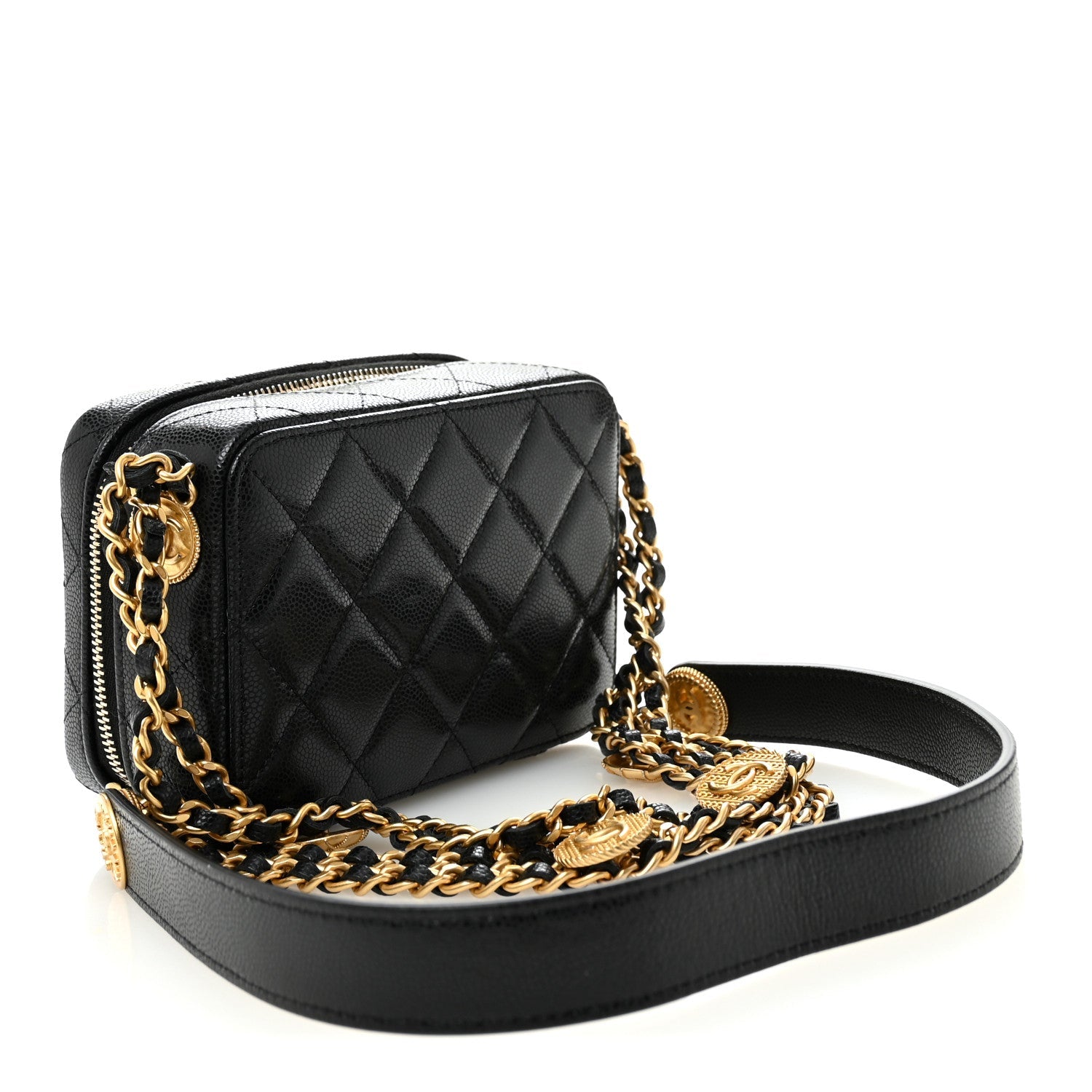 Chanel Caviar Quilted Twist Your Buttons Clutch With Chain Black
