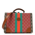 Gucci X DANS LE VERT GG Supreme Monogram Cuoio Web Mini Retro Interlocking G Savoy Top Handle Beauty Case Beige Rosso Ebony Harness  Brown
